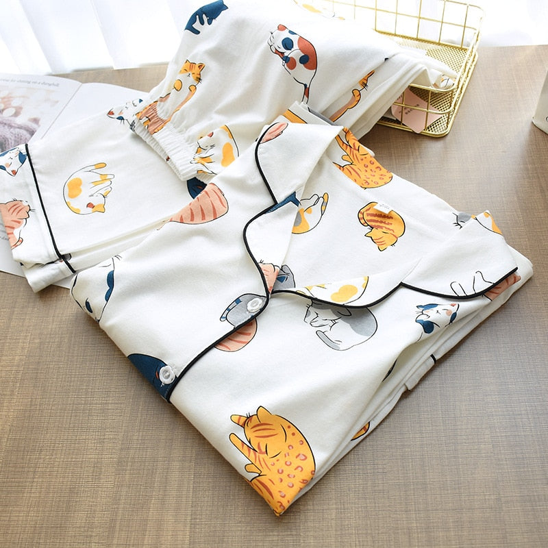 Pijama de bumbac cu pisici